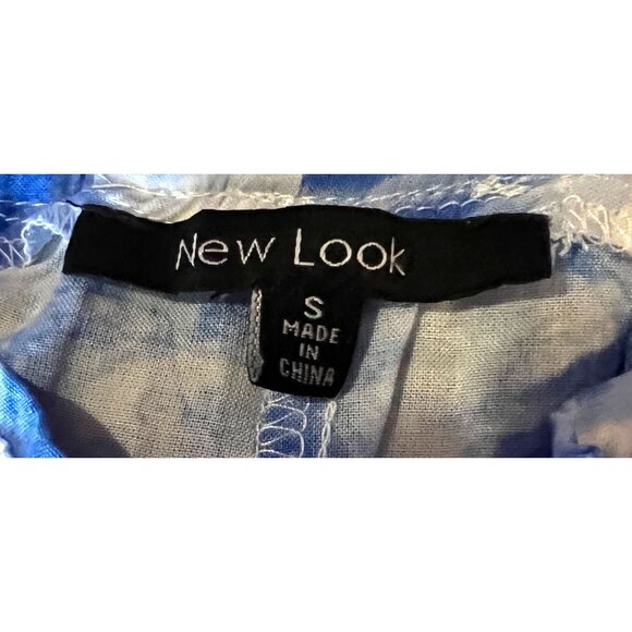 New Look Tie Dye Wide Leg Shorts Pockets Sz Small Womens Blue High Waisted w/ Po - Picture 3 of 11